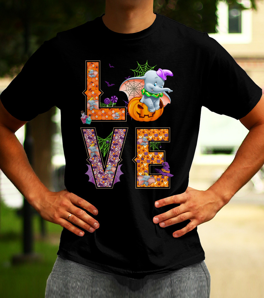 Dumbo Love Halloween Pumpkin Web Spooky Theme T-Shirt