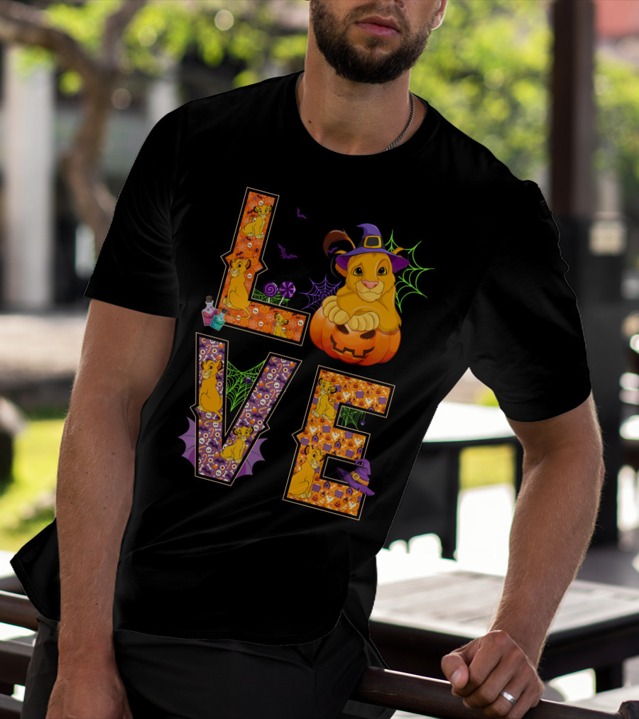 Love Halloween Simba Pumpkin Witch Hat T-Shirt