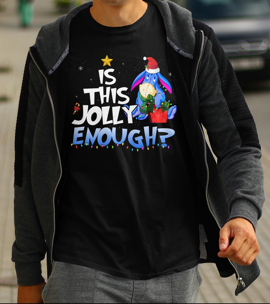 Eeyore Is This Jolly Enough Santa Christmas Lights T-Shirt