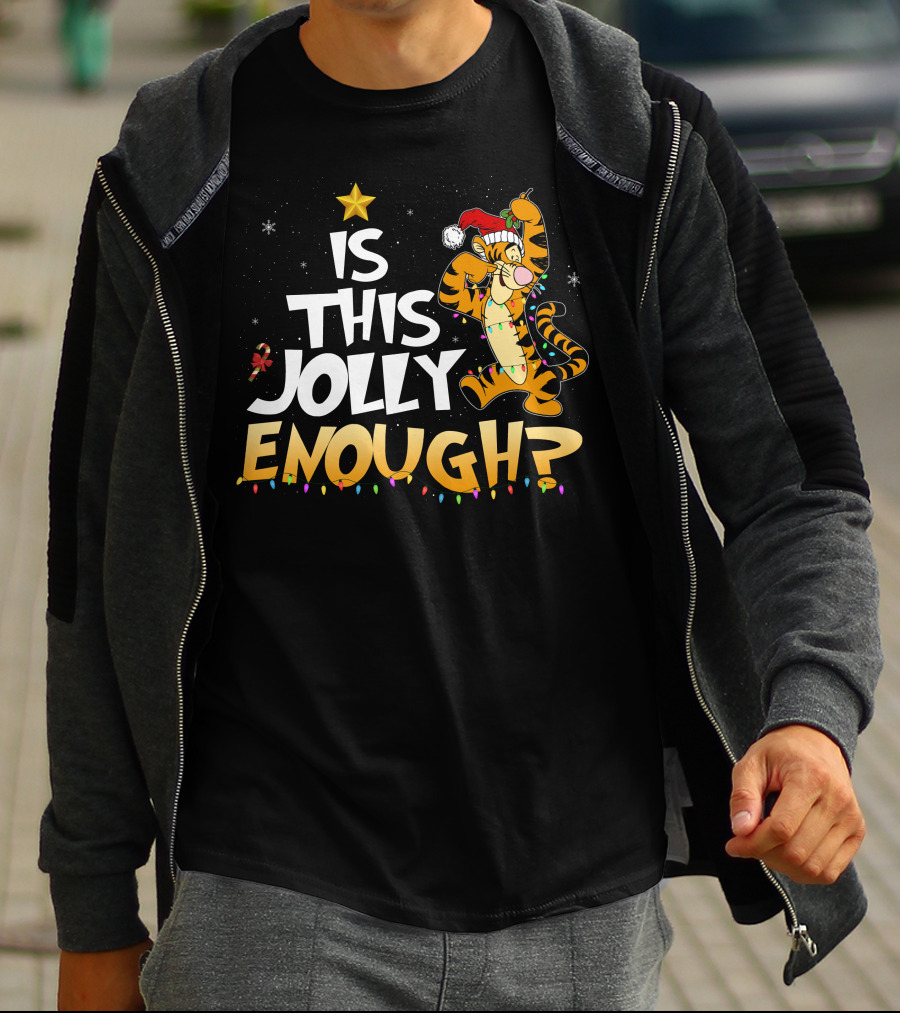 Is This Jolly Enough Tigger Christmas Santa Hat T-Shirt