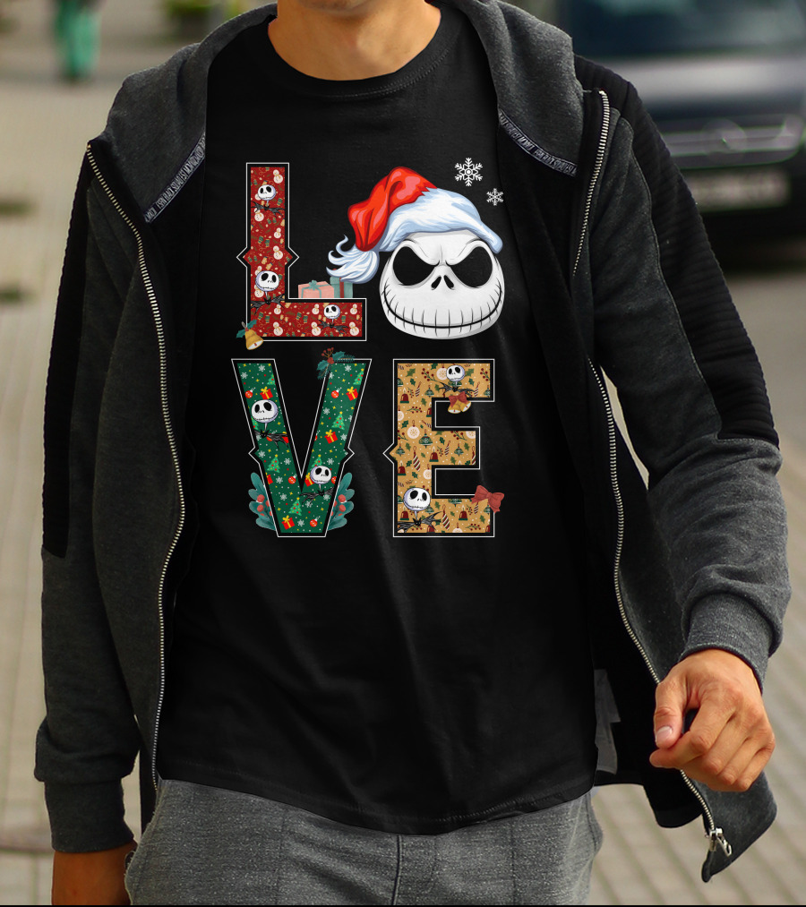 Love Jack Skellington Christmas Theme T-Shirt