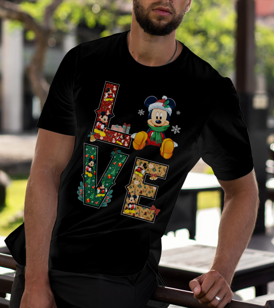 Mickey Mouse Christmas Love Holiday Festive Season T-Shirt