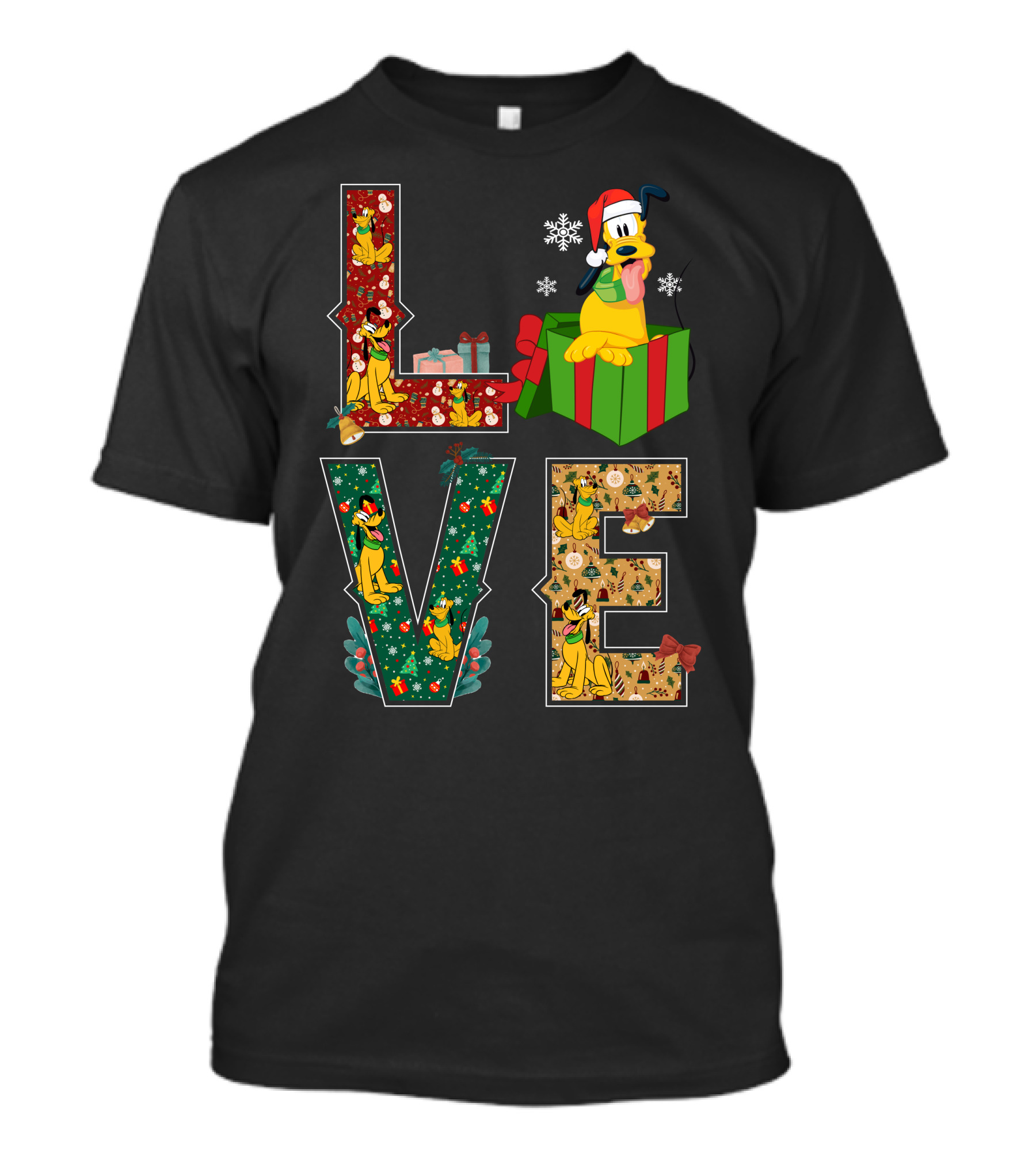 Love Pluto Christmas Holiday Cartoon Dog Festive Theme T-Shirt