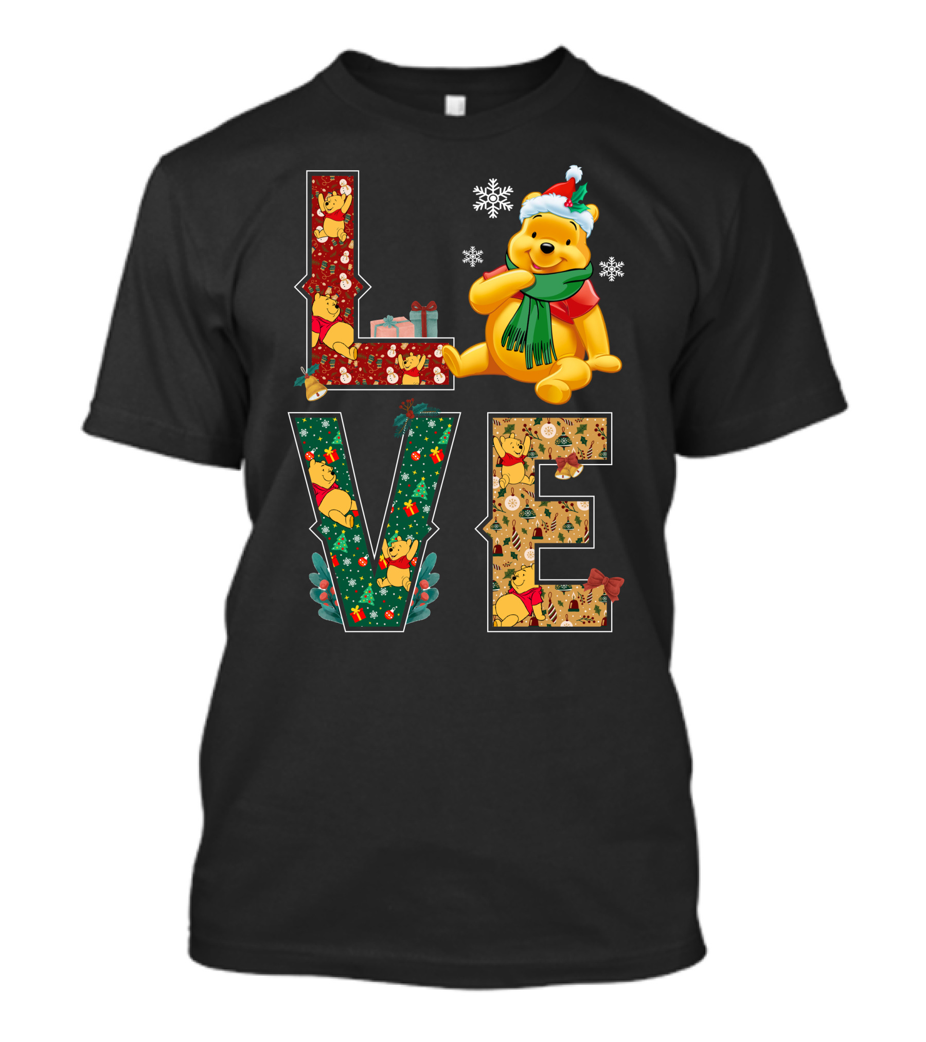 Winnie The Pooh Christmas Love Snowflakes Gifts Merry Holiday T-Shirt
