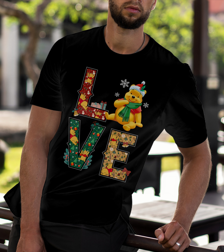 Winnie The Pooh Christmas Love Snowflakes Gifts Merry Holiday T-Shirt