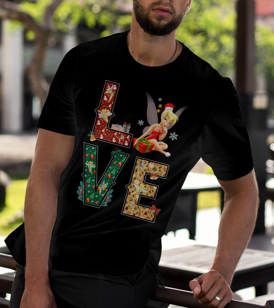Love Tinkerbell Christmas Snowflakes Presents T-Shirt