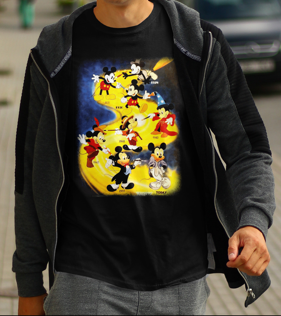 Mickey Through The Years 1928 1931 1936 1940 1941 1947 1955 Today T-Shirt