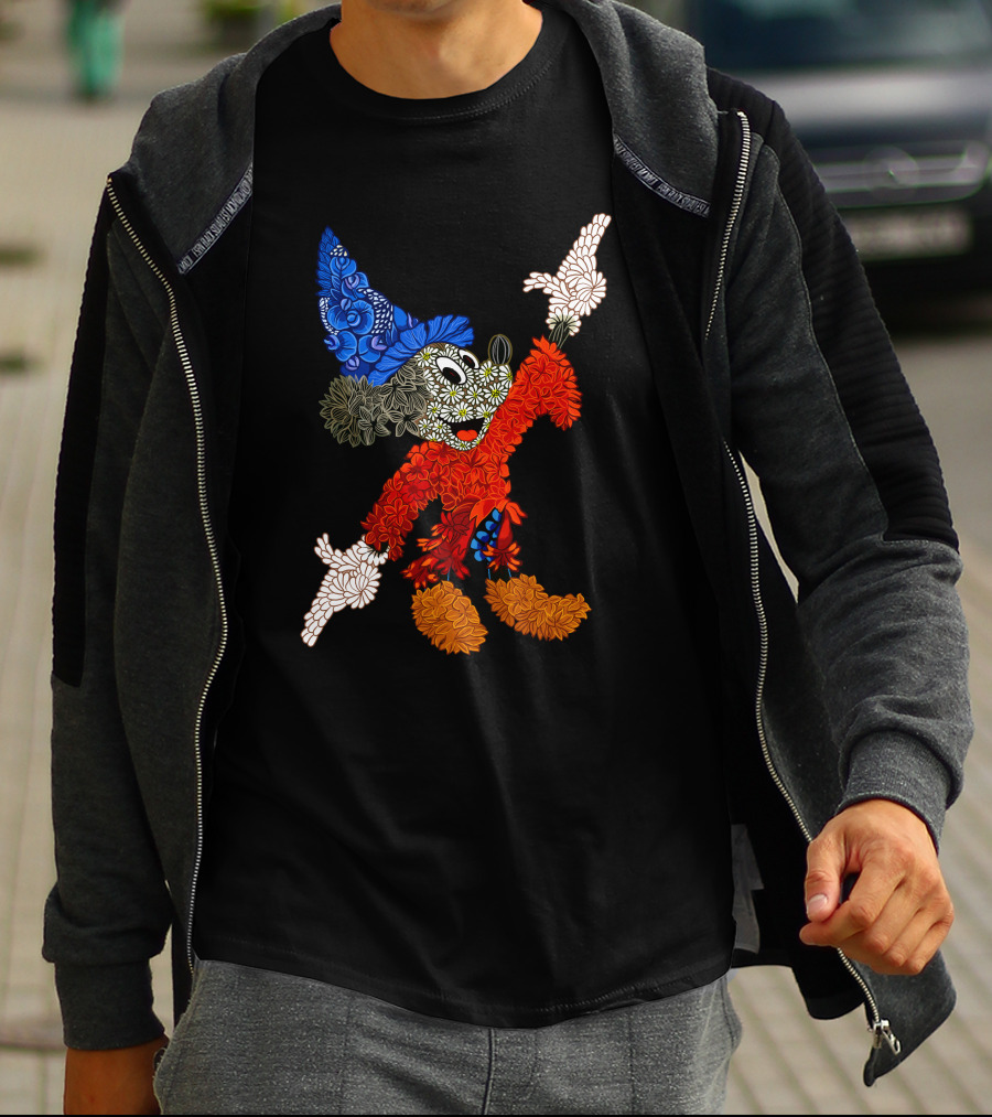Sorcerer Mickey Floral Pattern Disney T-Shirt
