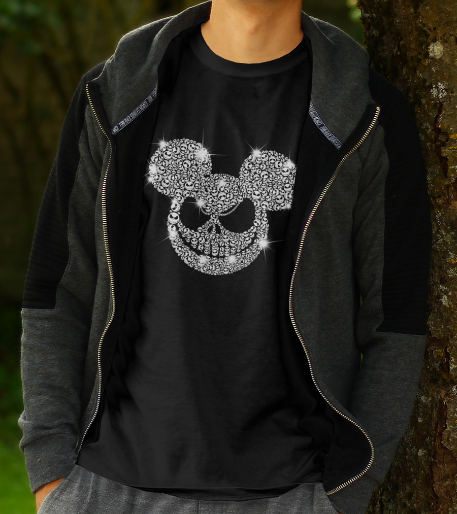 Jack Skellington Mickey Mouse Skull Crystal T-Shirt