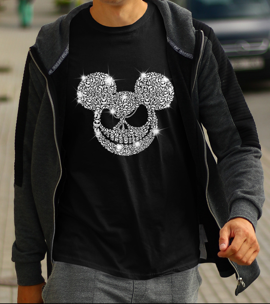 Jack Skellington Mickey Mouse Skull Crystal T-Shirt