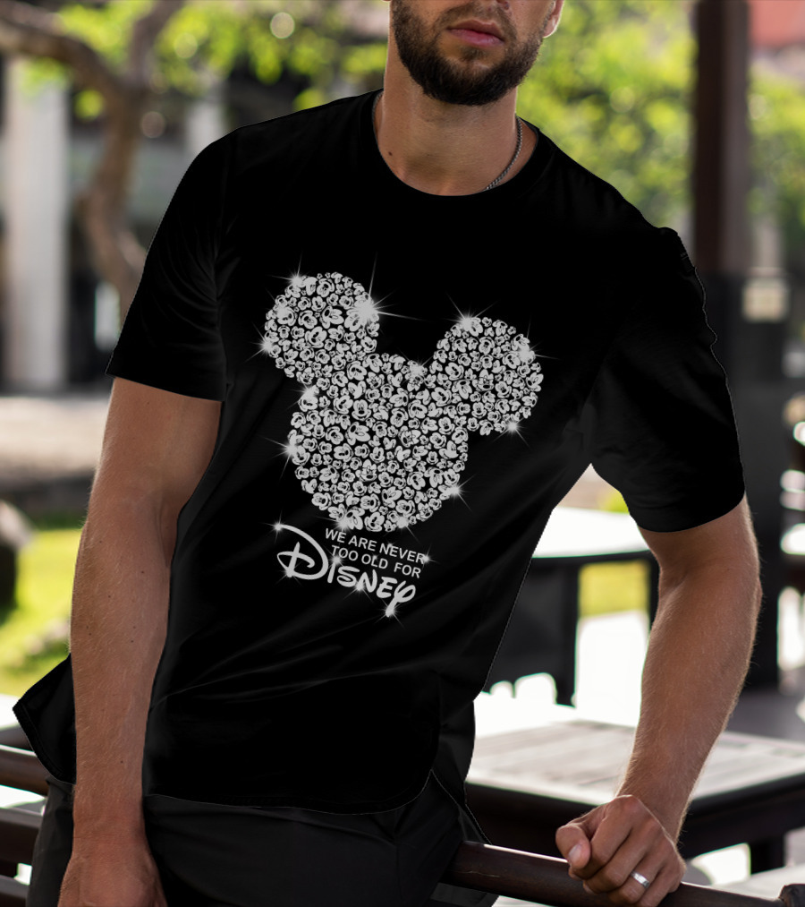 We Are Never Too Old For Disney Mickey Head Floral T-Shirt