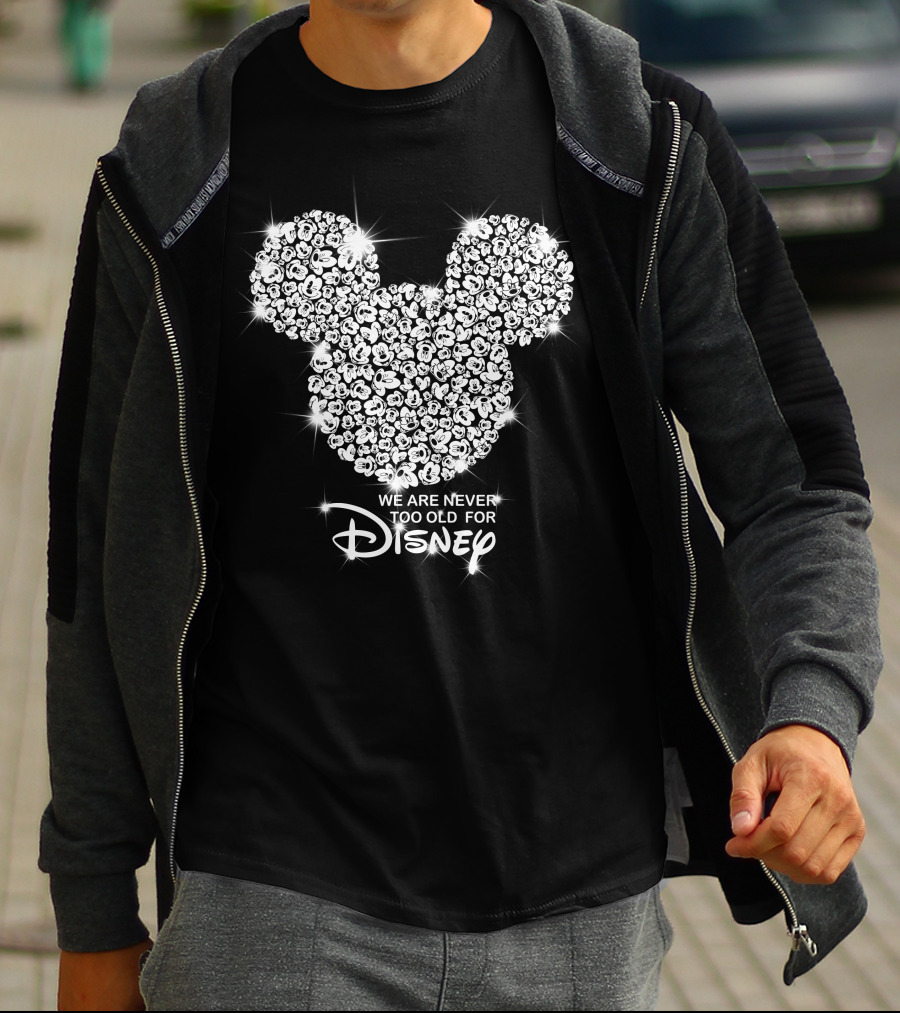 We Are Never Too Old For Disney Mickey Head Floral T-Shirt