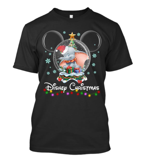 Disney Christmas Dumbo Snow Globe With Gifts And Mickey Ears T-Shirt