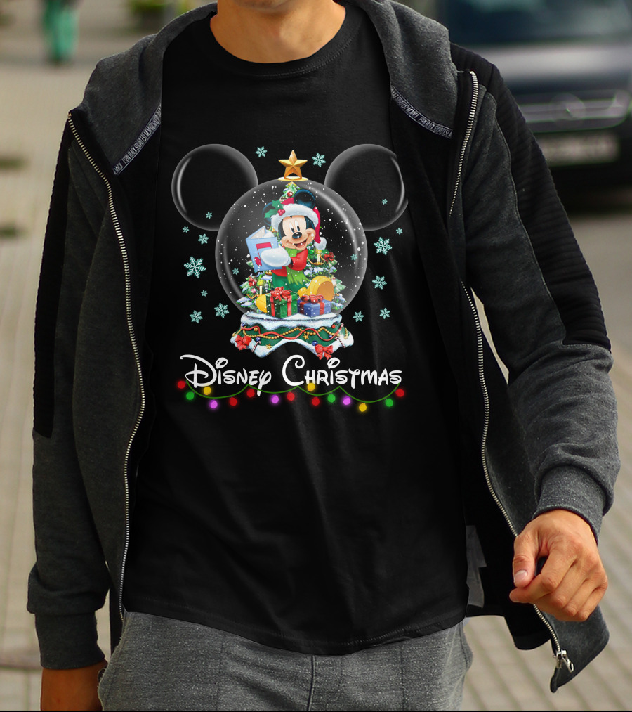 Disney Christmas Mickey Snow Globe T-Shirt