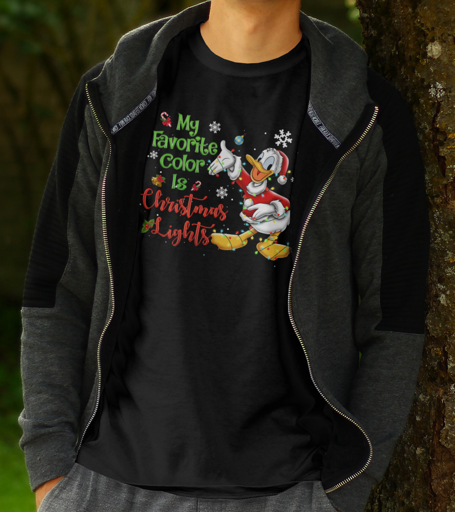My Favorite Color Is Christmas Lights Donald Duck Snowflakes T-Shirt