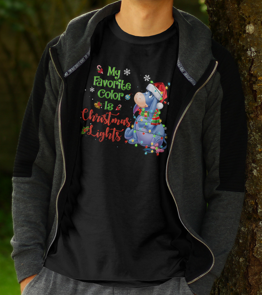 My Favorite Color Is Christmas Lights Eeyore Holiday Theme T-Shirt