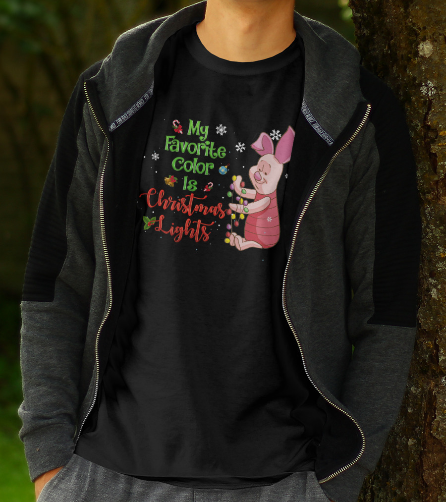 My Favorite Color Is Christmas Lights Piglet T-Shirt