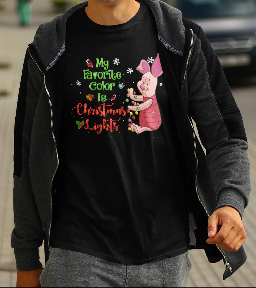 My Favorite Color Is Christmas Lights Piglet T-Shirt