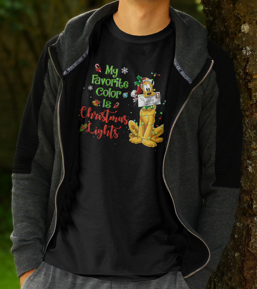 My Favorite Color Is Christmas Lights Pluto Santa Letter T-Shirt