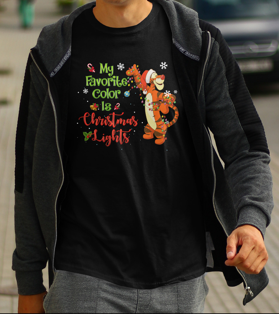 My Favorite Color Is Christmas Lights Tigger T-Shirt