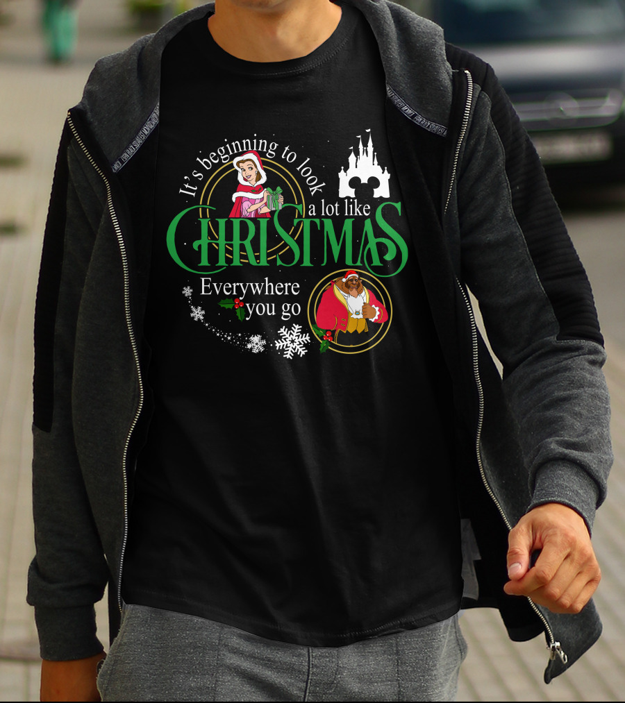 It's Beginning To Look A Lot Like Christmas Everywhere You Go Beauty And The Beast T-Shirt