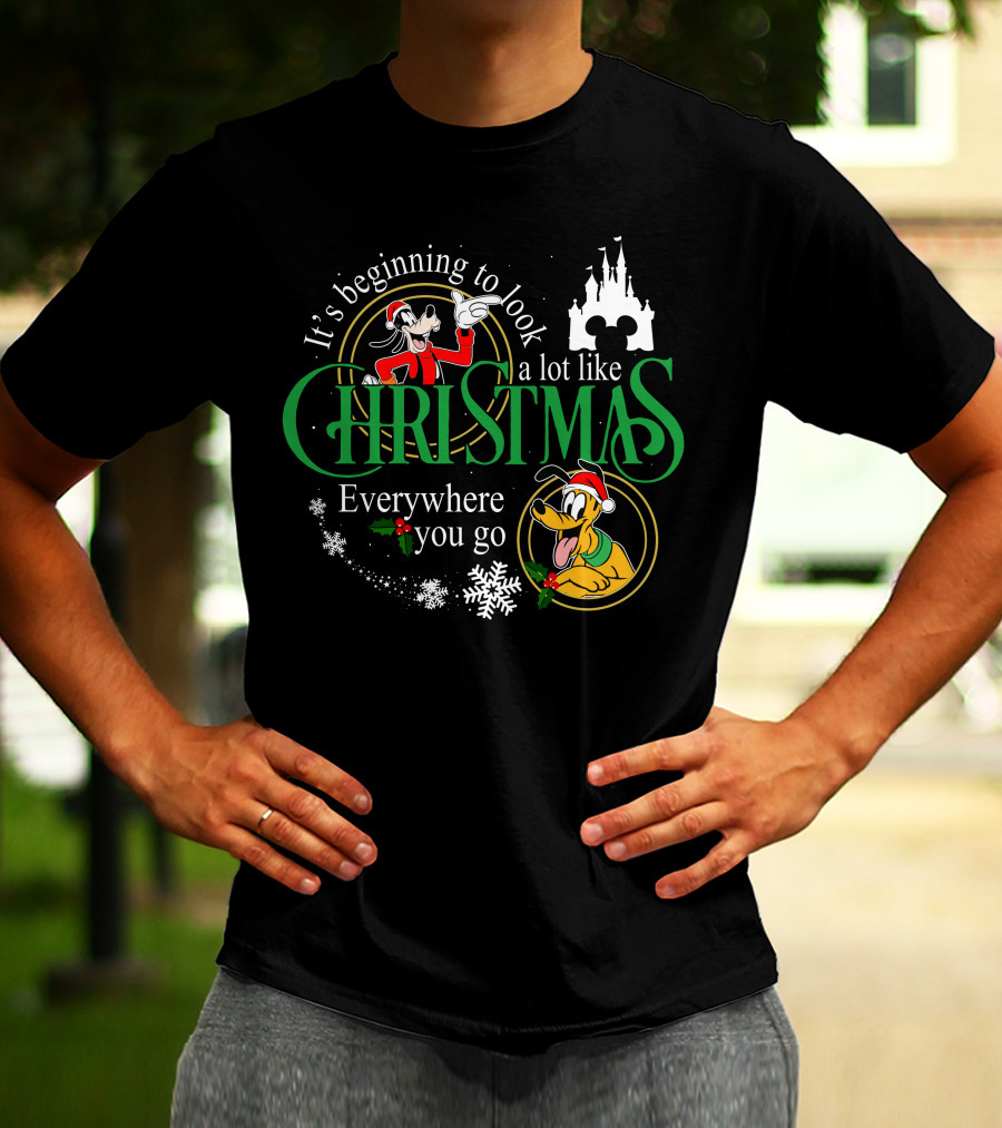 It's Beginning To Look A Lot Like Christmas Everywhere You Go Goofy Pluto T-Shirt