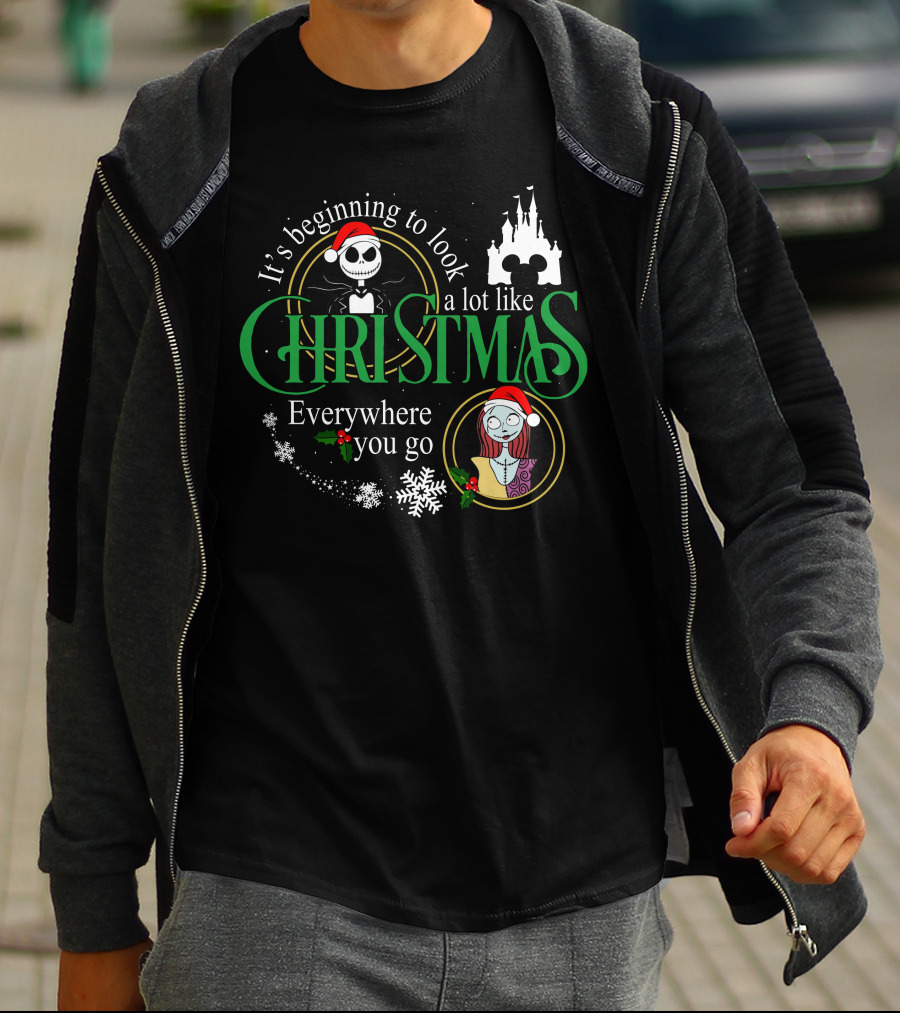 It's Beginning To Look A Lot Like Christmas Everywhere You Go Jack Sally T-Shirt