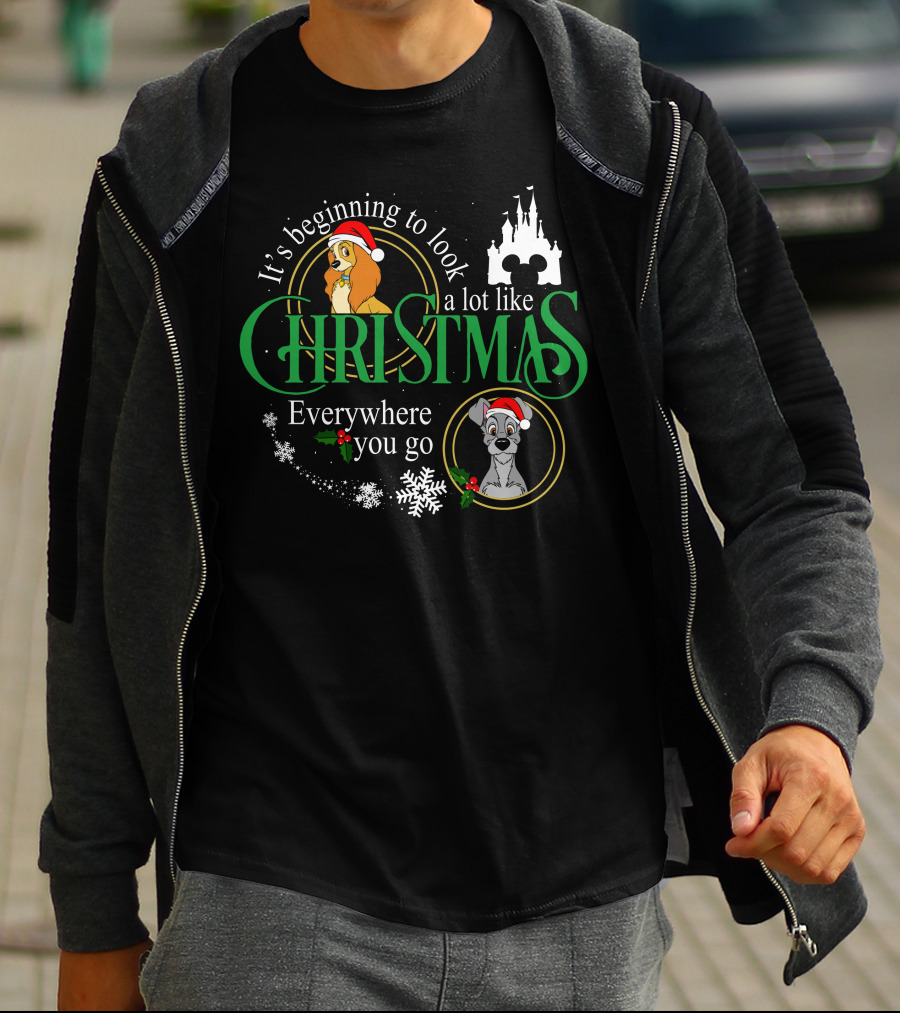 It's Beginning To Look A Lot Like Christmas Everywhere You Go Lady And The Tramp T-Shirt