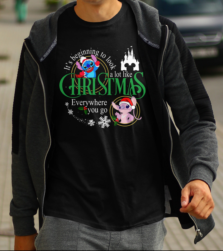 It's Beginning To Look A Lot Like Christmas Stitch & Angel Everywhere You Go T-Shirt