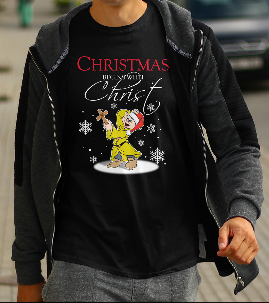 Christmas Begins With Christ Dopey Snowflakes T-Shirt