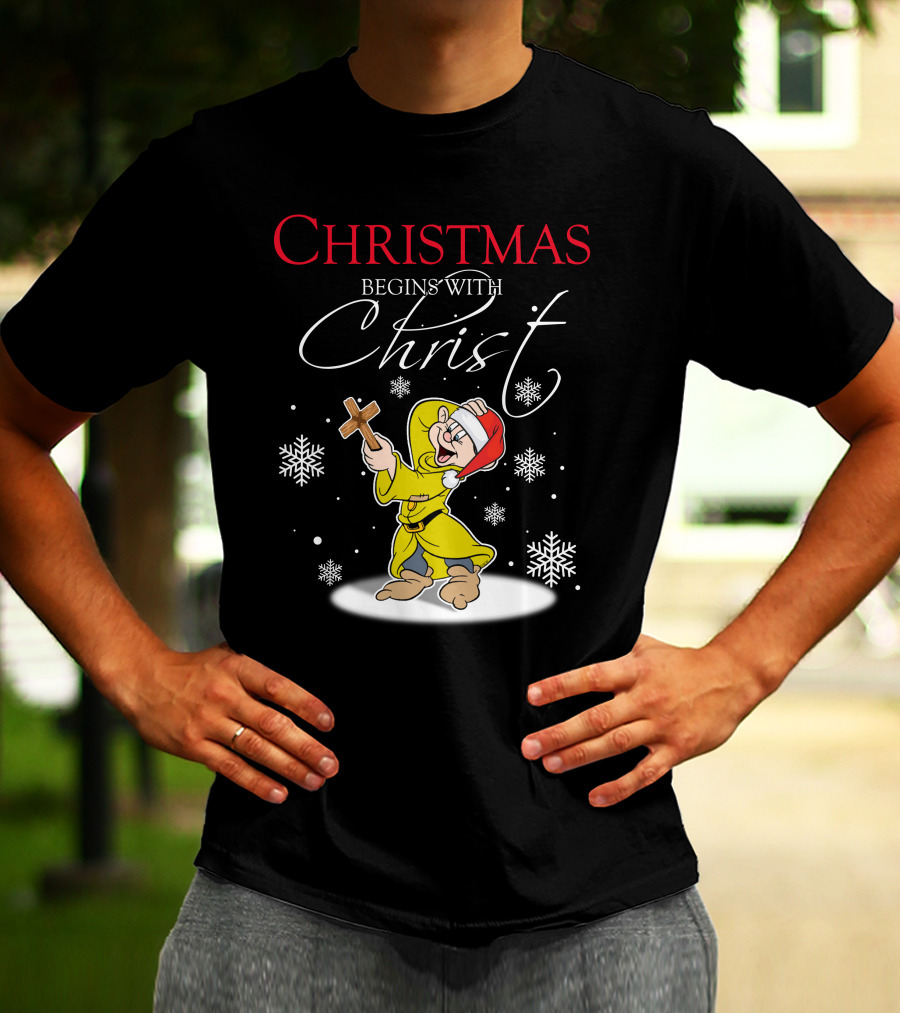 Christmas Begins With Christ Dopey Snowflakes T-Shirt