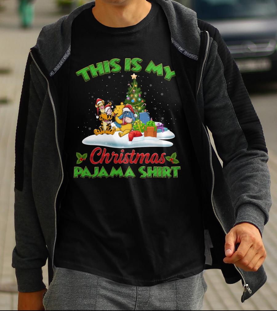 This Is My Christmas Pajama Shirt Winnie The Pooh Tigger Eeyore Christmas Tree T-Shirt