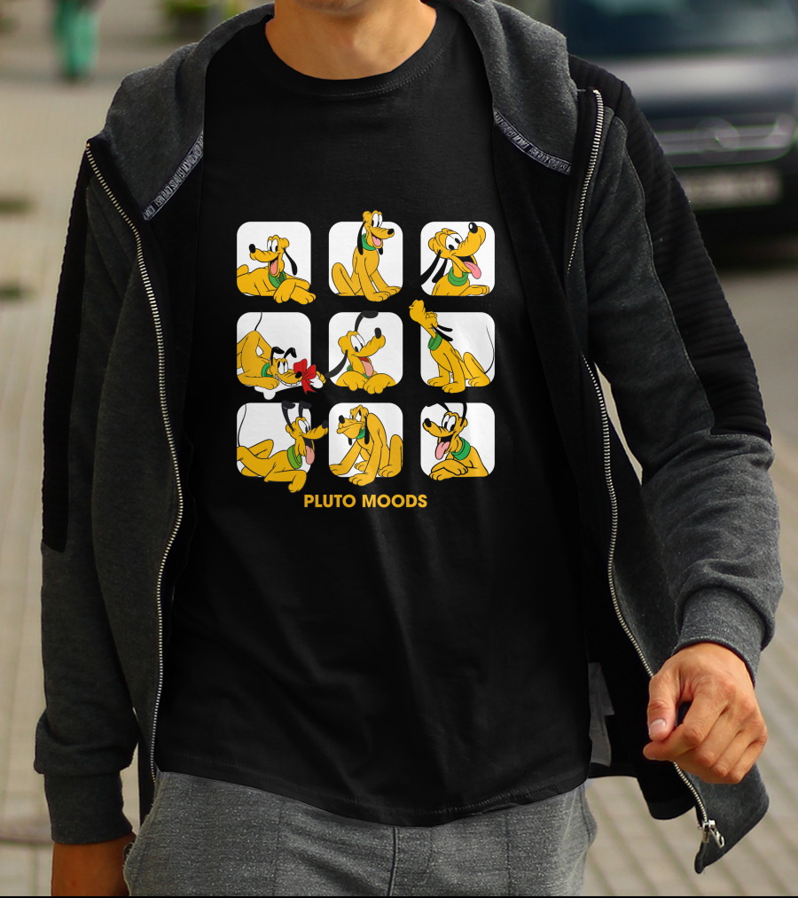 Pluto Moods Cartoon Character Expressions Collection T-Shirt