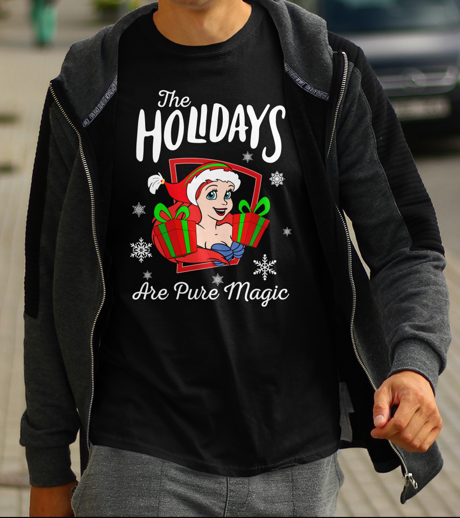 The Holidays Are Pure Magic Snowflakes Presents Santa Hat T-Shirt