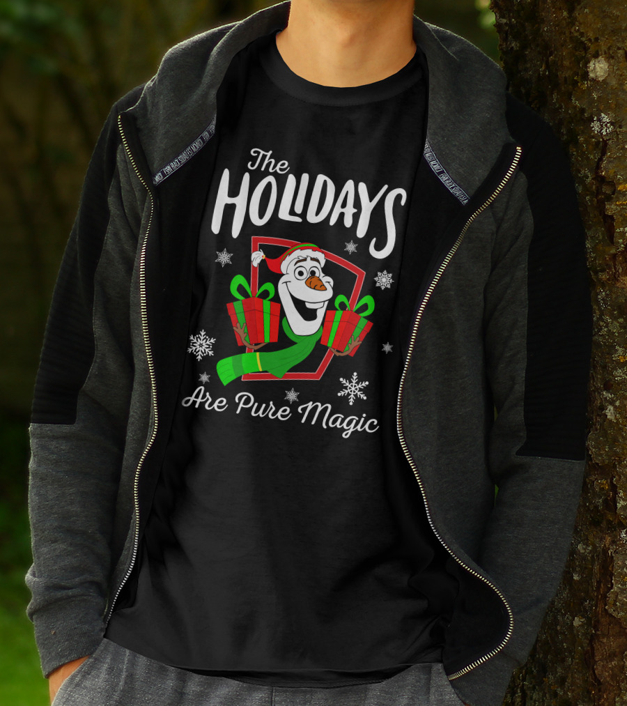 The Holidays Are Pure Magic Olaf Snowman With Gifts T-Shirt