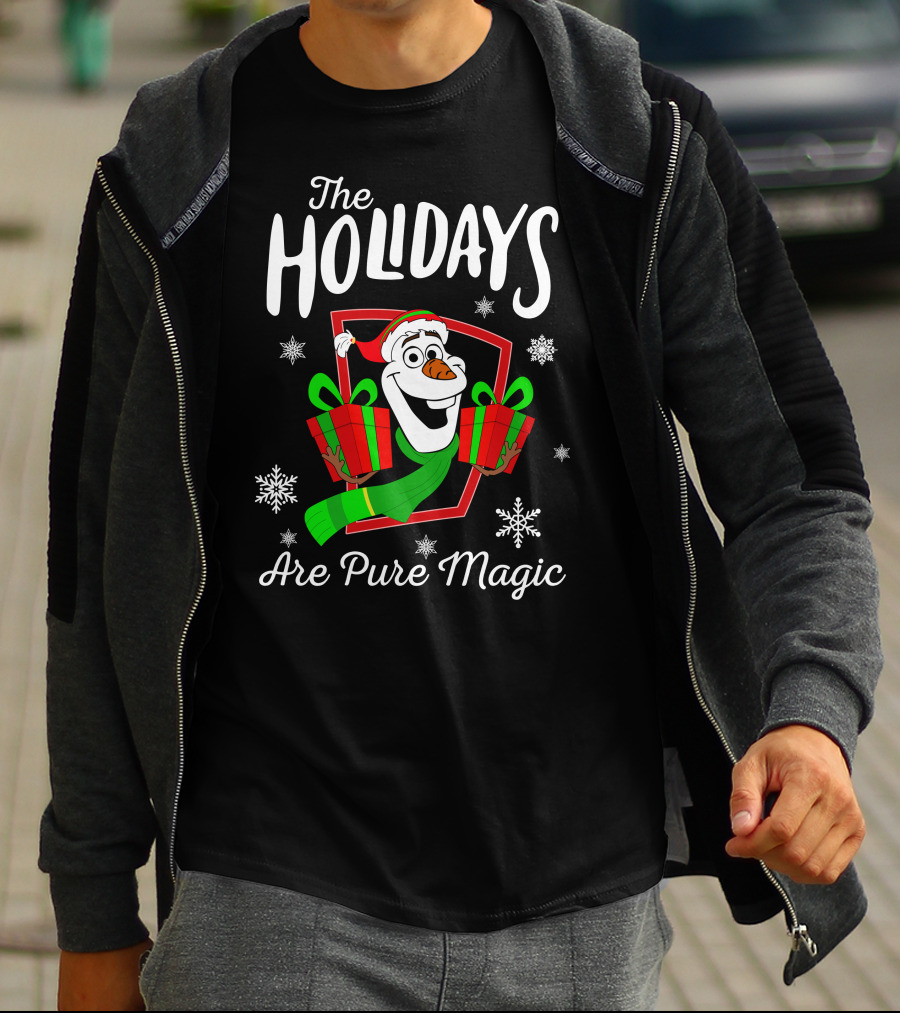 The Holidays Are Pure Magic Olaf Snowman With Gifts T-Shirt