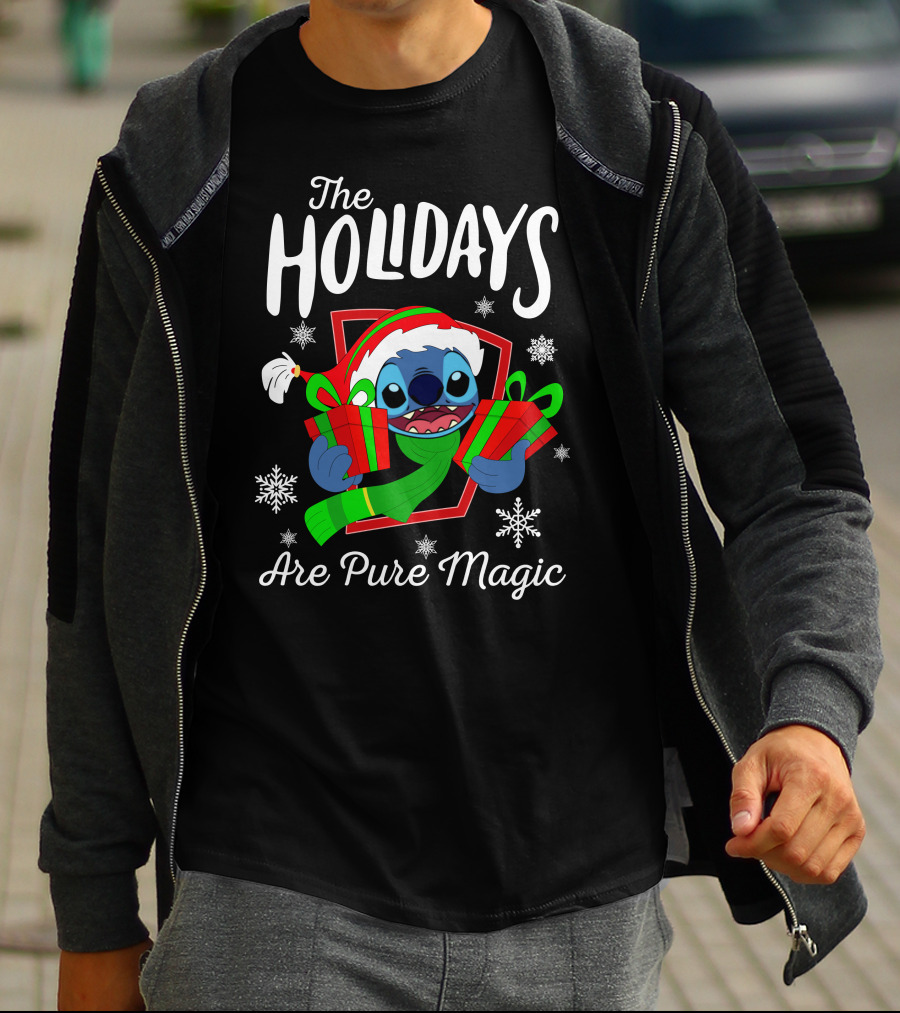 The Holidays Are Pure Magic Stitch Christmas Snowflakes Gifts T-Shirt