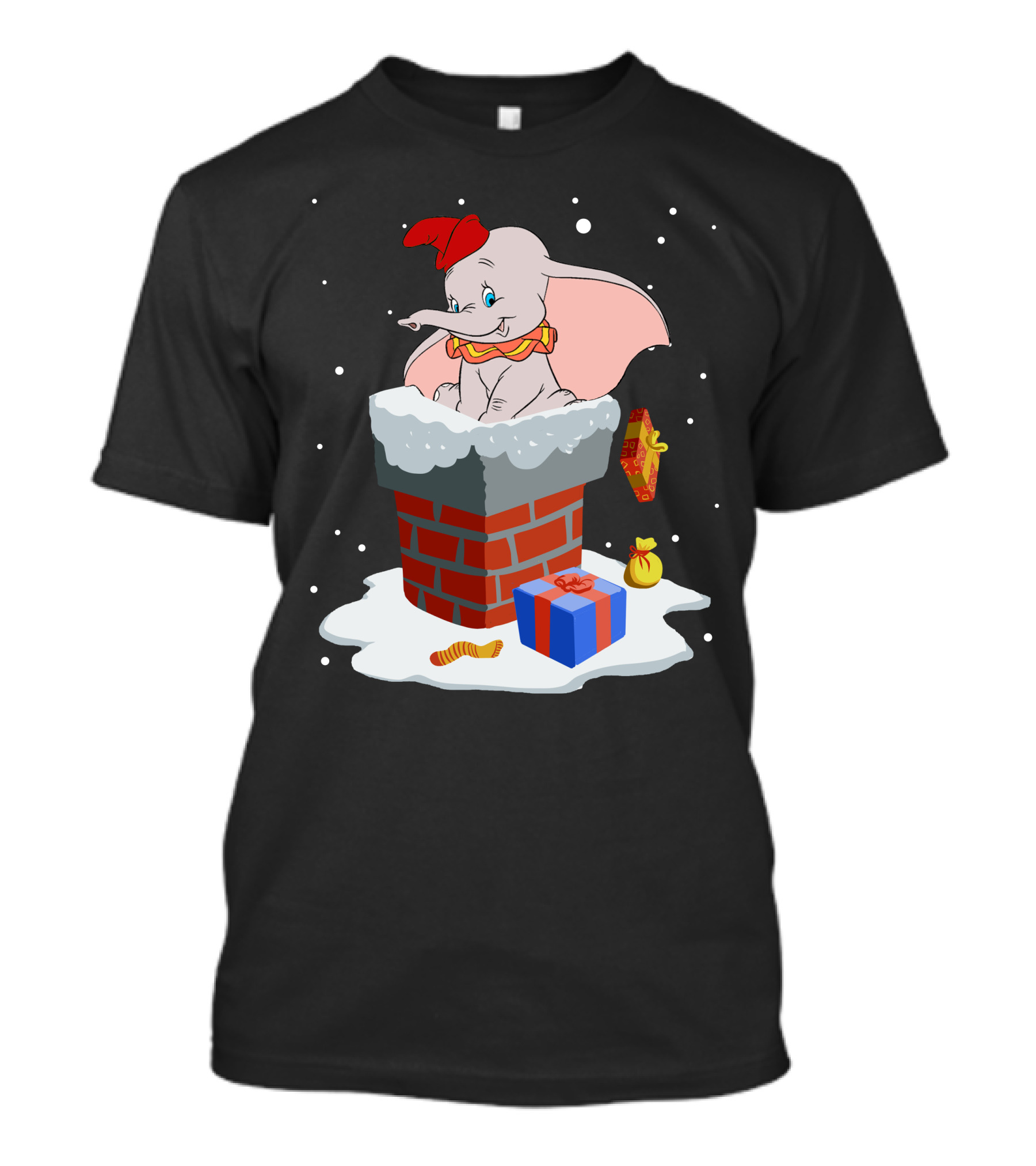 Dumbo Christmas Chimney Presents Snowflakes T-Shirt