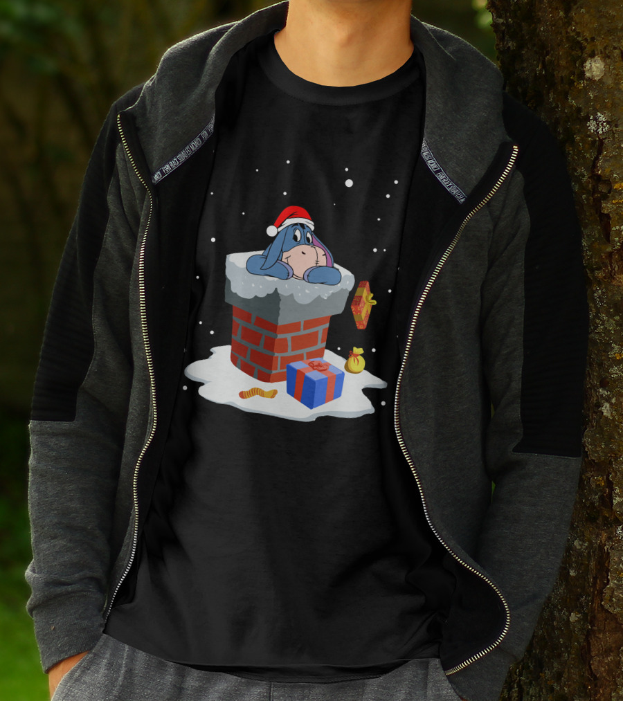 Eeyore Santa Chimney Christmas Gifts Snowflakes T-Shirt