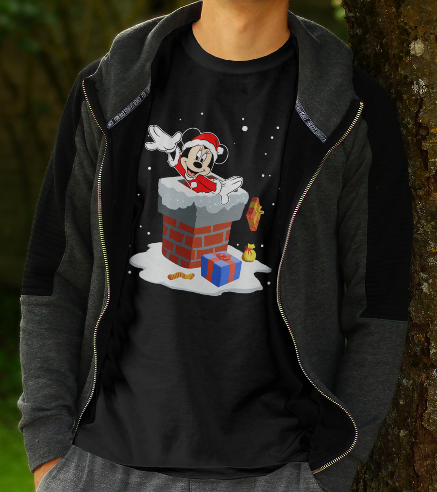 Minnie Santa Christmas Chimney Presents T-Shirt