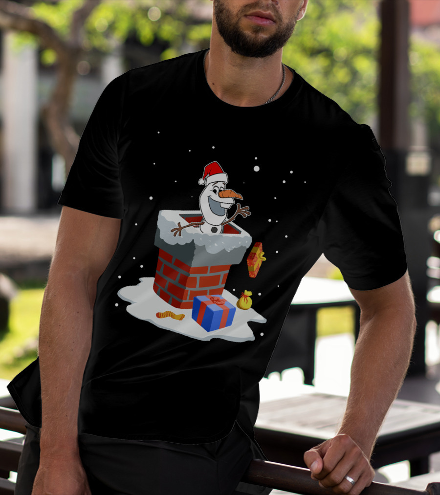 Olaf Santa Chimney Surprise Christmas Snowman T-Shirt