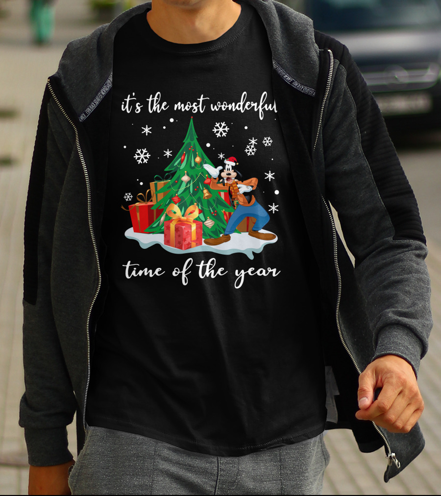 It's The Most Wonderful Time Of The Year Goofy Christmas Tree Snowflakes T-Shirt