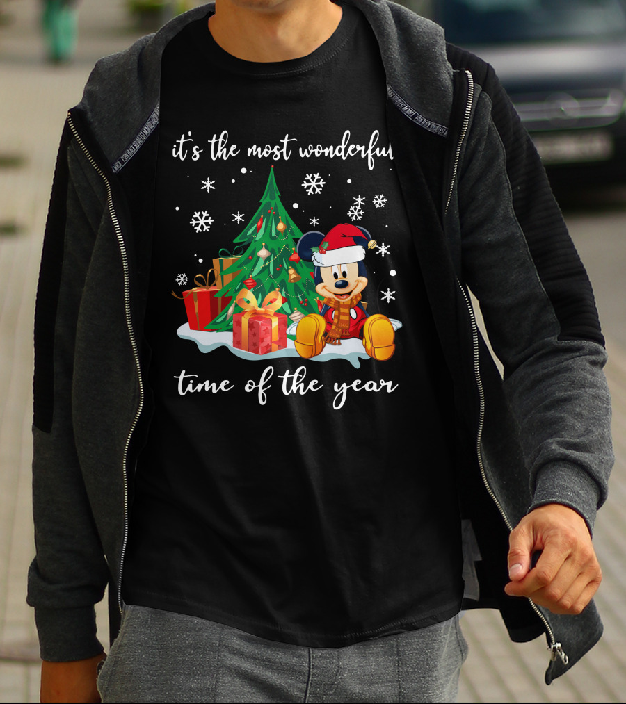It's The Most Wonderful Time Of The Year Mickey Christmas Tree Gifts Snowflakes T-Shirt
