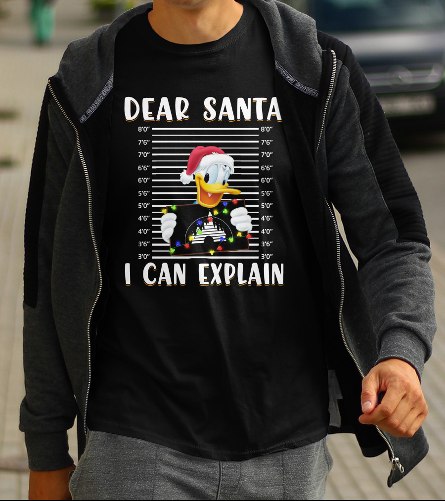 Dear Santa I Can Explain Donald Duck Christmas Mugshot T-Shirt