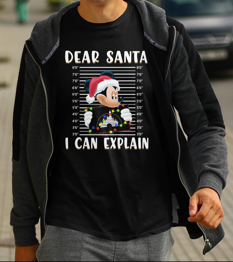 Dear Santa I Can Explain Mickey Christmas Mugshot T-Shirt