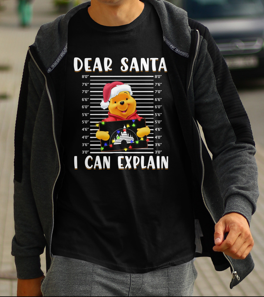 Dear Santa I Can Explain Pooh Christmas Mugshot T-Shirt
