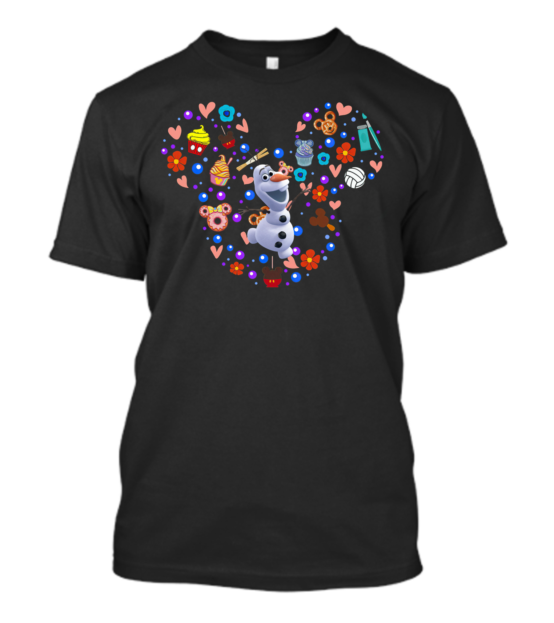 Olaf Disney Mickey Mouse Treats And Flowers T-Shirt