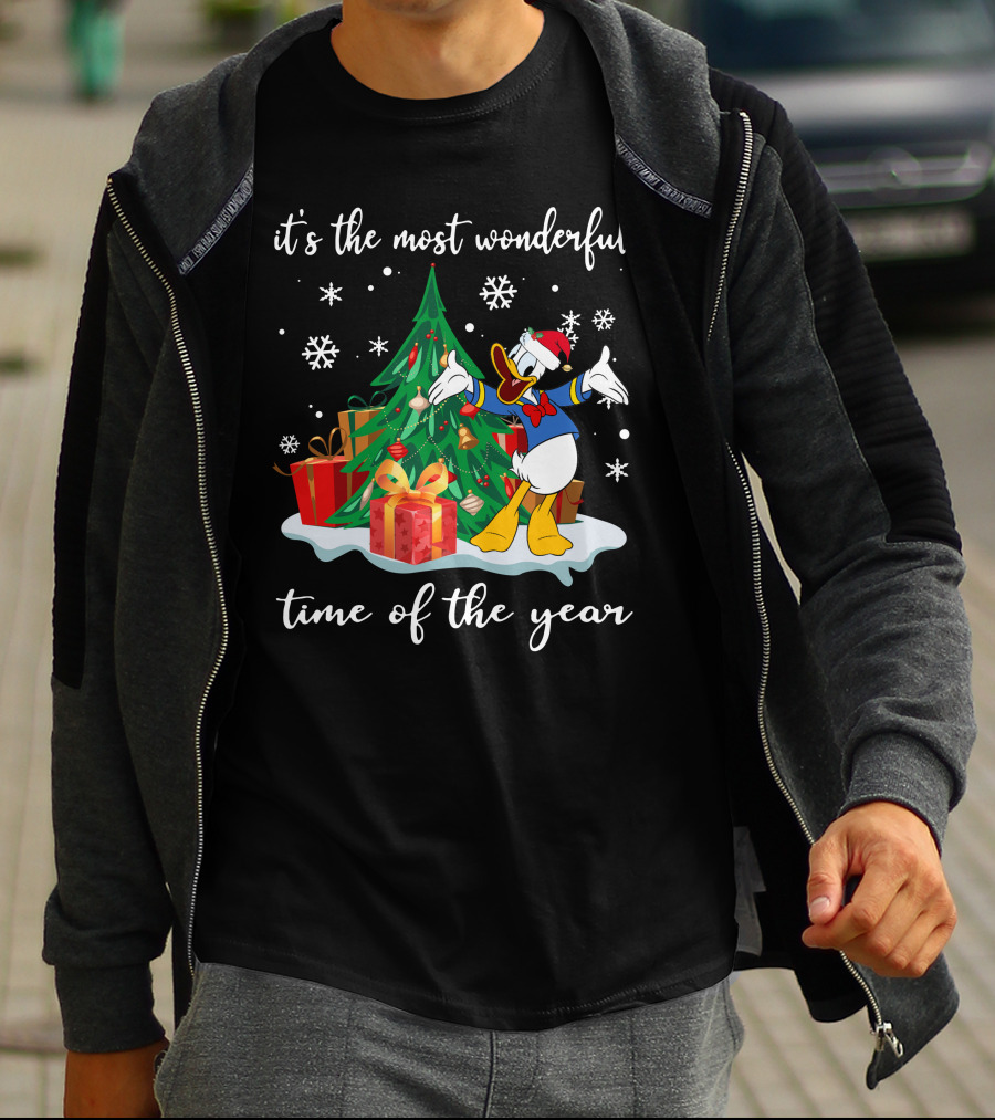 Donald It's The Most Wonderful Time Of The Year Christmas Tree And Gifts T-Shirt