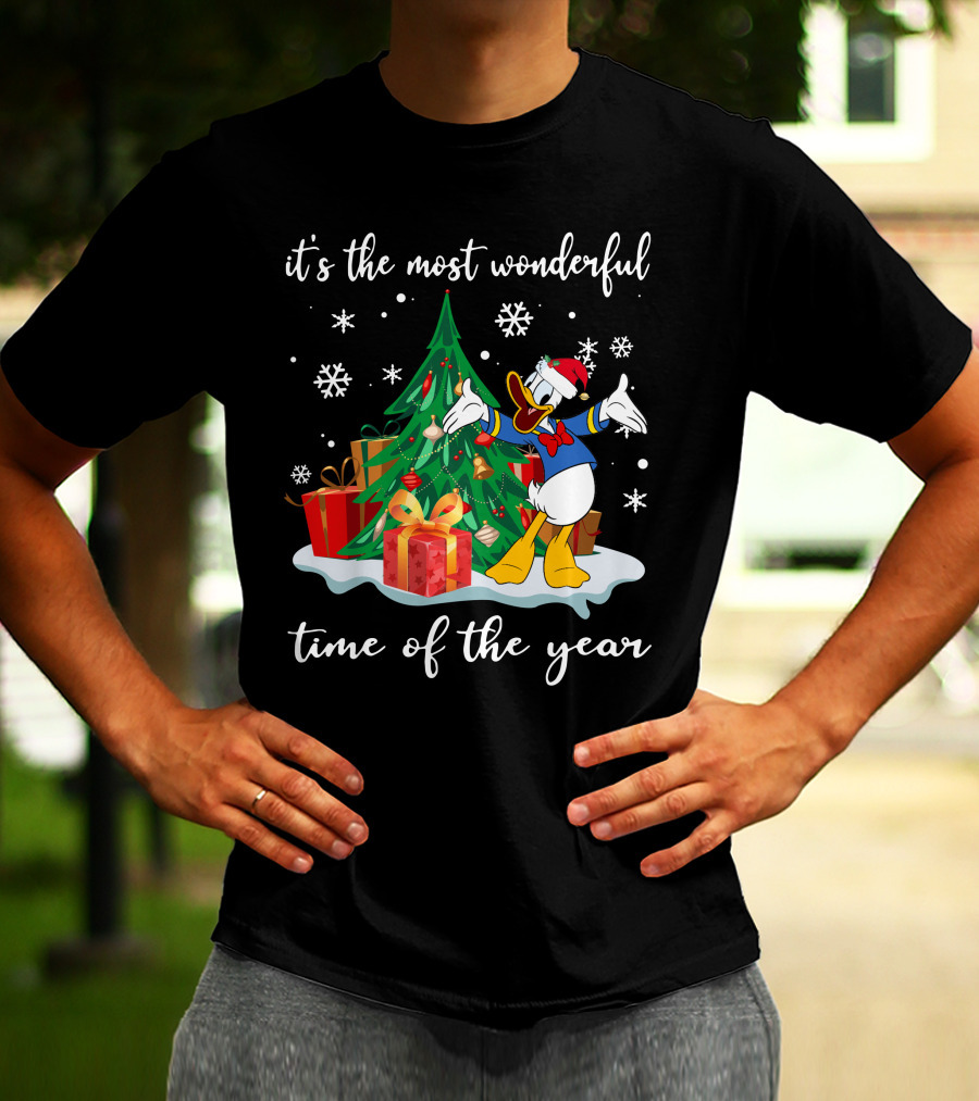 Donald It's The Most Wonderful Time Of The Year Christmas Tree And Gifts T-Shirt