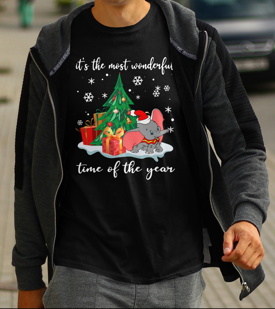 It's The Most Wonderful Time Of The Year Dumbo Christmas Tree Snowflakes T-Shirt